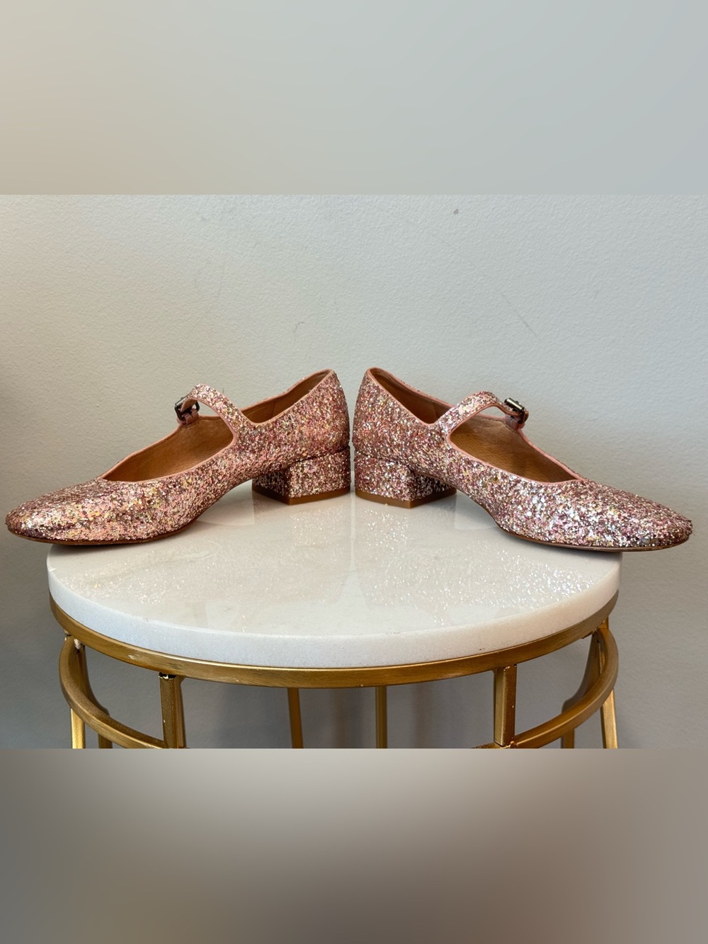 Madewell Pink Glitter Mary Jane Flats Sz 7.5 - Picture 9 of 13